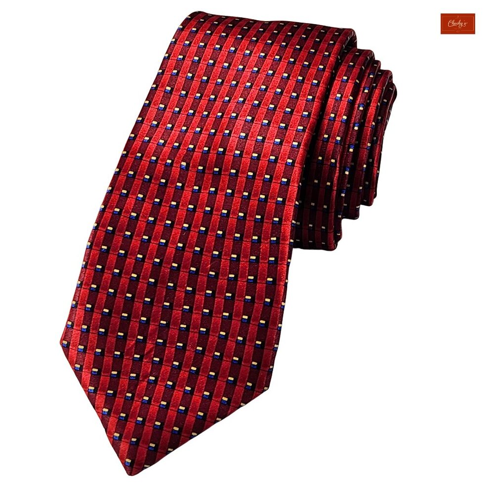 Yorkshire Red/Blue 100% Silk Tie 50" Long 3" Wide Handmade(ID166)